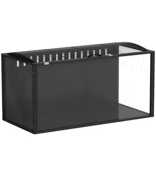 Jaula para Hámster Grande 105x51x53 cm con Tapa Ventilada Abatible, Marco de Acero, Paneles Transparentes Negro