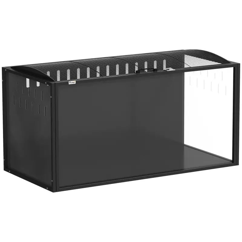 Jaula para Hámster Grande 105x51x53 cm con Tapa Ventilada Abatible, Marco de Acero, Paneles Transparentes Negro