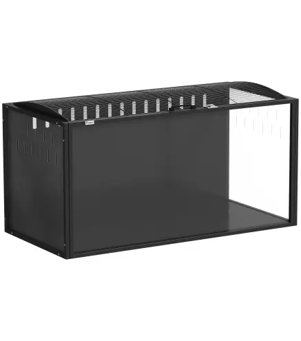 Jaula para Hámster Grande 105x51x53 cm con Tapa Ventilada Abatible, Marco de Acero, Paneles Transparentes Negro