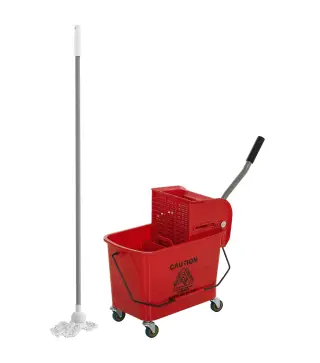 Cubo de Fregar con Escurridor Panel Separador y Ruedas Capacidad 20L para Limpieza Doméstica 45x26,5x70 cm Rojo