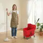 Cubo de Fregar con Escurridor Panel Separador y Ruedas Capacidad 20L para Limpieza Doméstica 45x26,5x70 cm Rojo