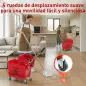 Cubo de Fregar con Escurridor Panel Separador y Ruedas Capacidad 20L para Limpieza Doméstica 45x26,5x70 cm Rojo
