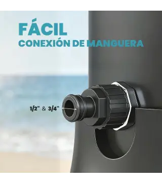 Ducha Solar Jardín 40L con Cabezal Ducha de Mano Grifo para Pies y Temperatura Ajustable Máx. 60 °C para Piscina Negro