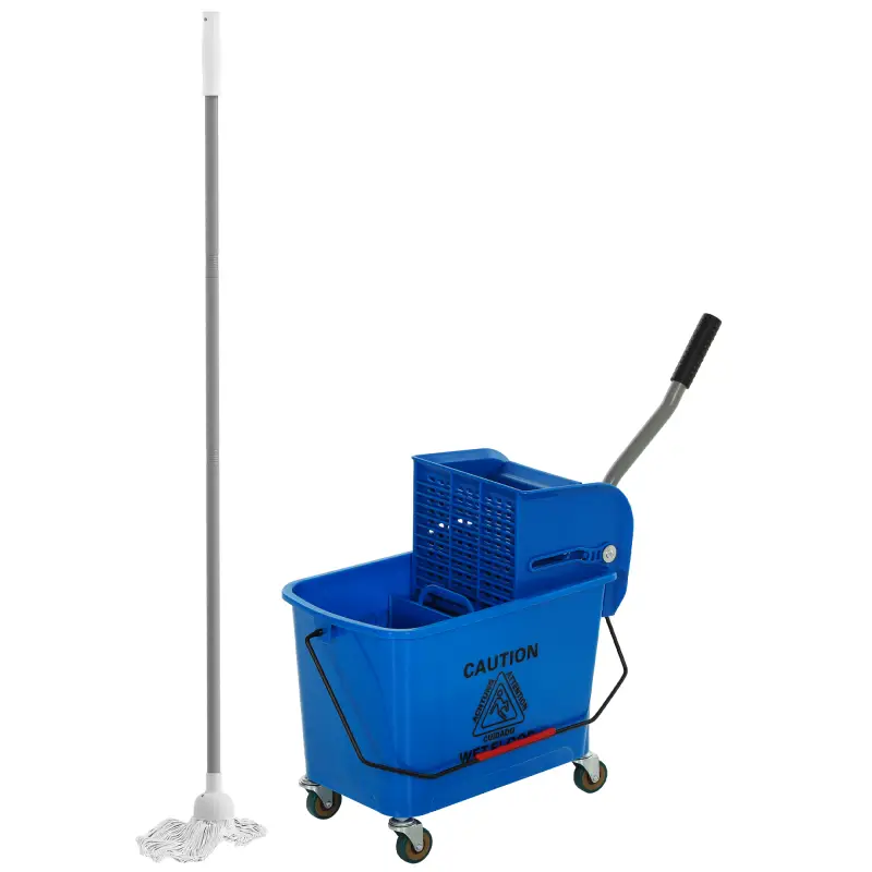 Cubo de Fregar con Escurridor Panel Separador y Ruedas Capacidad 20L para Limpieza Doméstica 45x26,5x70 cm Azul Cubo de Fregar con Escurridor Panel Separador y Ruedas Capacidad 20L para Limpieza Doméstica 45x26,5x70 cm Azul