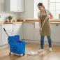 Cubo de Fregar con Escurridor Panel Separador y Ruedas Capacidad 20L para Limpieza Doméstica 45x26,5x70 cm Azul