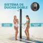 Ducha Solar Jardín 60L con Cabezal Ducha de Mano Grifo para Pies y Temperatura Ajustable Máx. 60 °C para Piscina Negro