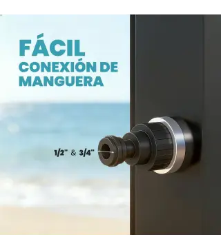 Ducha Solar Jardín 60L con Cabezal Ducha de Mano Grifo para Pies y Temperatura Ajustable Máx. 60 °C para Piscina Negro