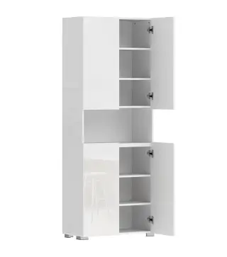 Alacena de Cocina con 4 Puertas Compartimento Abierto Estantes Ajustables 68x34x180 cm Blanco Brillo