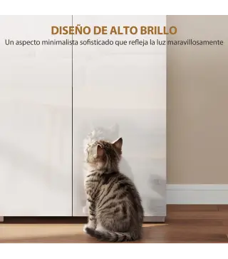 Alacena de Cocina con 4 Puertas Compartimento Abierto Estantes Ajustables 68x34x180 cm Blanco Brillo