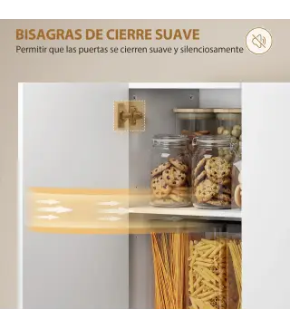 Alacena de Cocina con 4 Puertas Compartimento Abierto Estantes Ajustables 68x34x180 cm Blanco Brillo