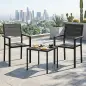 Conjunto de Jardín de 3 Piezas con 2 Sillas y Mesa de HDPE Diseño Listones Efecto Madera para Patio Balcón Negro