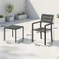 Conjunto de Jardín de 3 Piezas con 2 Sillas y Mesa de HDPE Diseño Listones Efecto Madera para Patio Balcón Negro