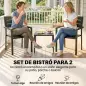 Conjunto de Jardín de 3 Piezas con 2 Sillas y Mesa de HDPE Diseño Listones Efecto Madera para Patio Balcón Negro