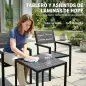 Conjunto de Jardín de 3 Piezas con 2 Sillas y Mesa de HDPE Diseño Listones Efecto Madera para Patio Balcón Negro