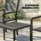Conjunto de Jardín de 3 Piezas con 2 Sillas y Mesa de HDPE Diseño Listones Efecto Madera para Patio Balcón Negro
