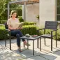 Conjunto de Jardín de 3 Piezas con 2 Sillas y Mesa de HDPE Diseño Listones Efecto Madera para Patio Balcón Negro