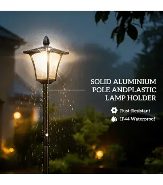 Farola Solar Exterior de Jardín con Macetero Poste de Aluminio IP44 Encendido/Apagado Automático 33x33x160 cm Negro