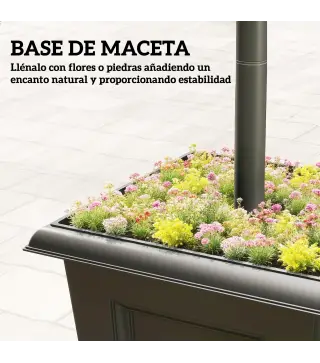 Farola Solar Exterior de Jardín con Macetero Poste de Aluminio IP44 Encendido/Apagado Automático 33x33x160 cm Negro