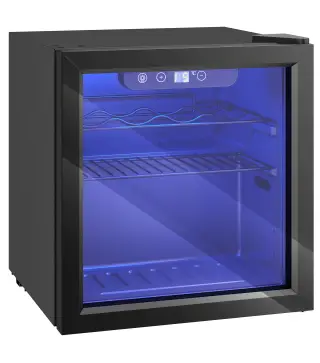 Vinoteca 12 Botellas Nevera para Vinos con Capacidad de 36 L Temperatura Ajustable 4-16℃ Puerta de Vidrio Luz LED Negro