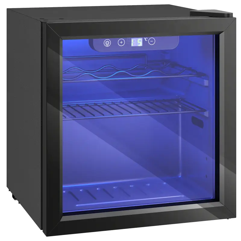 Vinoteca12 Botellas Nevera para Vinos de 36 L con Temperatura Ajustable 4-16 ℃, Luz LED y Puerta de Doble Cristal, Negra Vinoteca12 Botellas Nevera para Vinos de 36 L con Temperatura Ajustable 4-16 ℃, Luz LED y Puerta de Doble Cristal, Negra