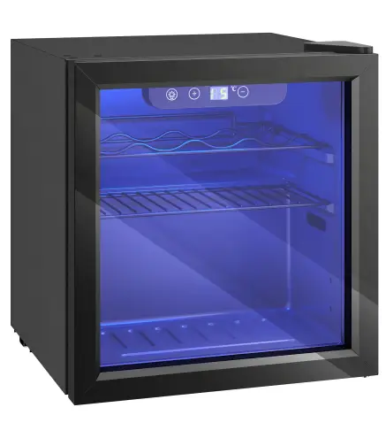 Vinoteca 12 Botellas Nevera para Vinos con Capacidad de 36 L Temperatura Ajustable 4-16℃ Puerta de Vidrio Luz LED Negro