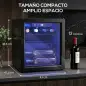Vinoteca 12 Botellas Nevera para Vinos con Capacidad de 36 L Temperatura Ajustable 4-16℃ Puerta de Vidrio Luz LED Negro