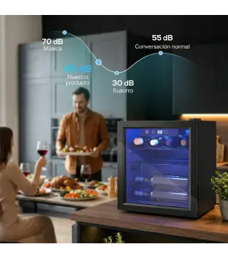 Vinoteca 12 Botellas Nevera para Vinos con Capacidad de 36 L Temperatura Ajustable 4-16℃ Puerta de Vidrio Luz LED Negro