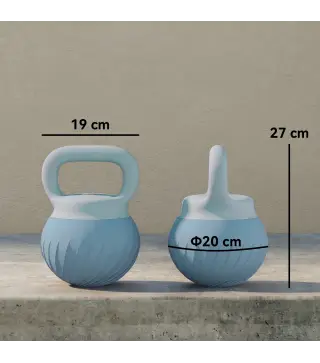 Pesa Rusa 8 kg Kettlebell Relleno de Arena Metálica y Mango Antideslizante para Entrenamiento 27x20x20 cm Azul Claro