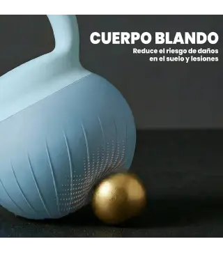 Pesa Rusa 8 kg Kettlebell Relleno de Arena Metálica y Mango Antideslizante para Entrenamiento 27x20x20 cm Azul Claro