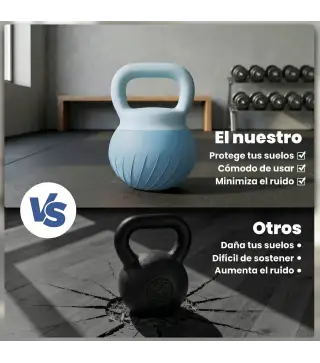 Pesa Rusa 8 kg Kettlebell Relleno de Arena Metálica y Mango Antideslizante para Entrenamiento 27x20x20 cm Azul Claro