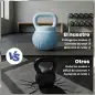 Pesa Rusa 8 kg Kettlebell Relleno de Arena Metálica y Mango Antideslizante para Entrenamiento 27x20x20 cm Azul Claro