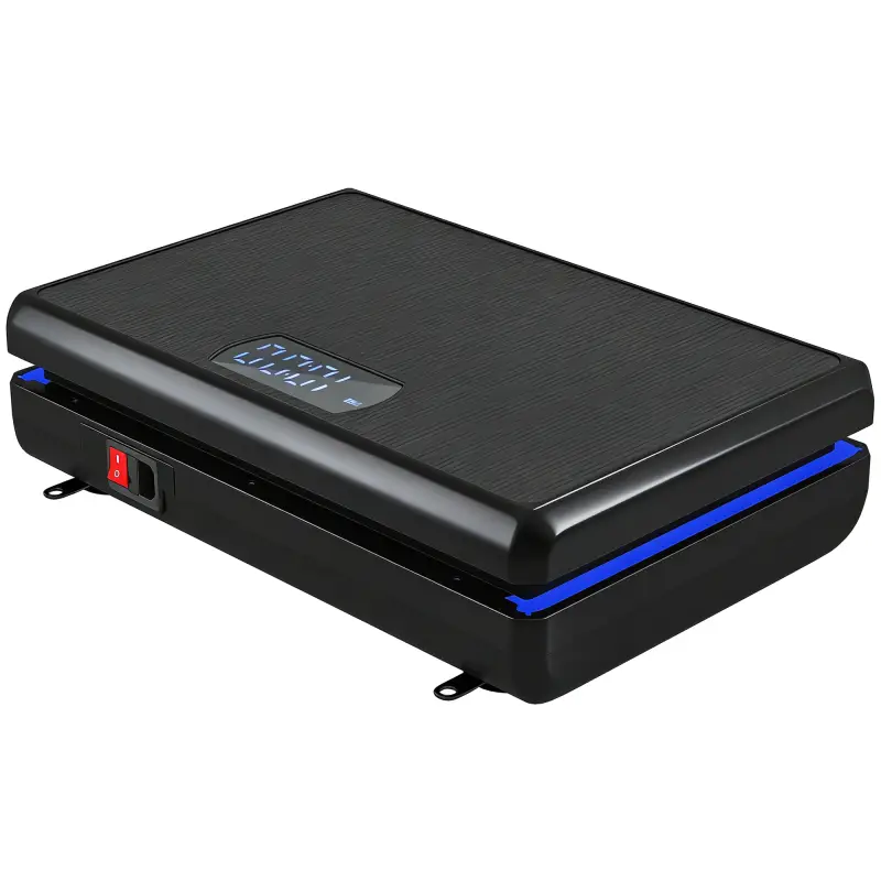 Plataforma Vibratoria con 120 Velocidades 5 Programas Pantalla LED Luz Mando a Distancia 2 Bandas Elásticas Negro