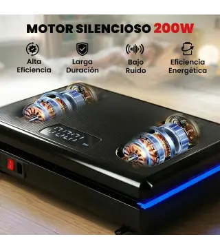 Plataforma Vibratoria con 120 Velocidades 5 Programas Pantalla LED Luz Mando a Distancia 2 Bandas Elásticas Negro