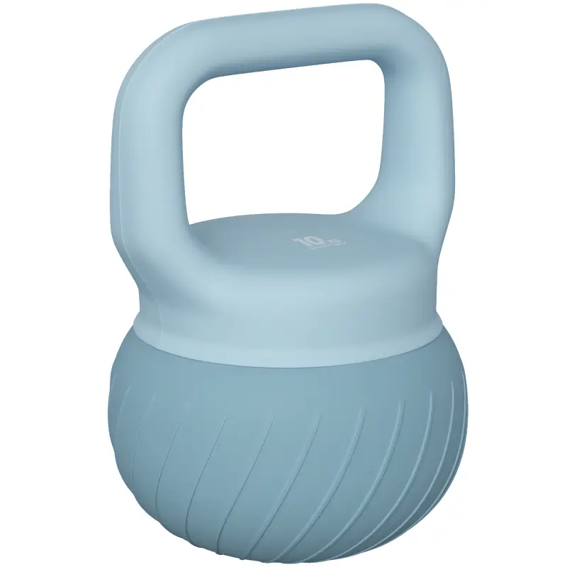 Pesa Rusa 10 kg Kettlebell Relleno de Arena Metálica y Mango Antideslizante para Entrenamiento 24x24x32 cm Azul Claro
