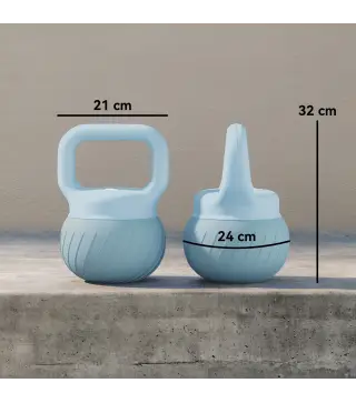 Pesa Rusa 10 kg Kettlebell Relleno de Arena Metálica y Mango Antideslizante para Entrenamiento 24x24x32 cm Azul Claro