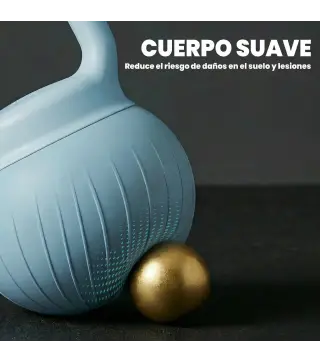 Pesa Rusa 10 kg Kettlebell Relleno de Arena Metálica y Mango Antideslizante para Entrenamiento 24x24x32 cm Azul Claro