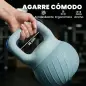 Pesa Rusa 10 kg Kettlebell Relleno de Arena Metálica y Mango Antideslizante para Entrenamiento 24x24x32 cm Azul Claro