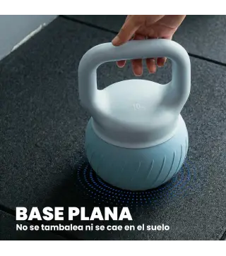 Pesa Rusa 10 kg Kettlebell Relleno de Arena Metálica y Mango Antideslizante para Entrenamiento 24x24x32 cm Azul Claro