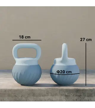 Pesa Rusa 6 kg Kettlebell Relleno de Arena Metálica y Mango Antideslizante para Entrenamiento 27x20x20 cm Azul Claro