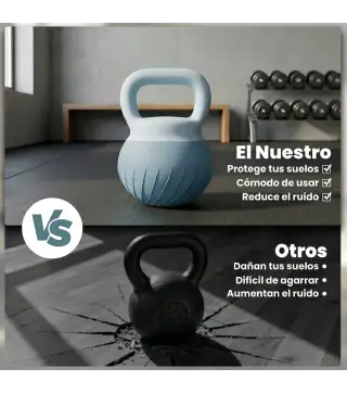 Pesa Rusa 6 kg Kettlebell Relleno de Arena Metálica y Mango Antideslizante para Entrenamiento 27x20x20 cm Azul Claro