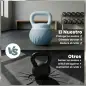 Pesa Rusa 6 kg Kettlebell Relleno de Arena Metálica y Mango Antideslizante para Entrenamiento 27x20x20 cm Azul Claro