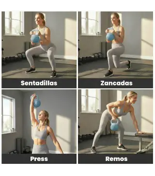 Pesa Rusa 6 kg Kettlebell Relleno de Arena Metálica y Mango Antideslizante para Entrenamiento 27x20x20 cm Azul Claro