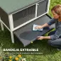Conejera de Madera, Jaula para Conejos Medianos con Techo Asfáltico Abatible Bandeja Extraíble Puerta con Pestillo Gris