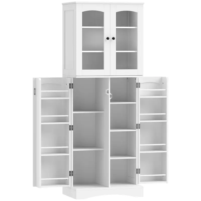 Armario Despensa Cocina con 4 Puertas con 8 Compartimentos 10 Estantes Alacena Moderna con 4 Estantes Ajustables Blanco