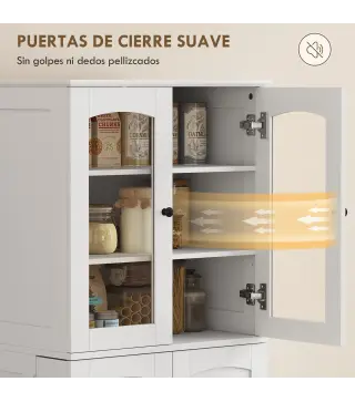 Armario Despensa Cocina con 4 Puertas con 8 Compartimentos 10 Estantes Alacena Moderna con 4 Estantes Ajustables Blanco