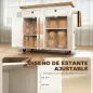 Isla de Cocina con Ruedas Mueble Auxiliar de Cocina con Especiero y Barra Lateral 111x44,5x82,5 cm Blanco