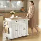 Isla de Cocina con Ruedas Mueble Auxiliar de Cocina con Especiero y Barra Lateral 111x44,5x82,5 cm Blanco