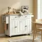 Isla de Cocina con Ruedas Mueble Auxiliar de Cocina con Especiero y Barra Lateral 111x44,5x82,5 cm Blanco
