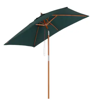 Sombrilla Terraza Exterior 200x150 cm Sombrilla de Jardín Rectangular con Ángulo Ajustable Mástil de Madera y Manivela Parasol p