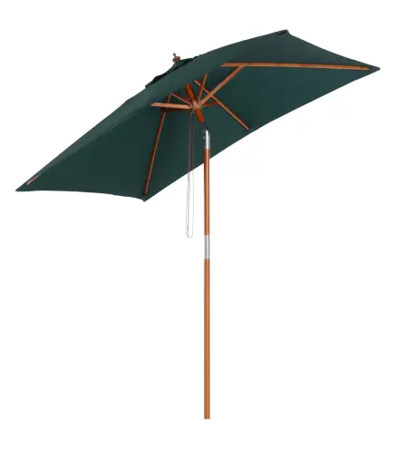 Sombrilla Terraza Exterior 200x150 cm Sombrilla de Jardín Rectangular con Ángulo Ajustable Mástil de Madera y Manivela Parasol p